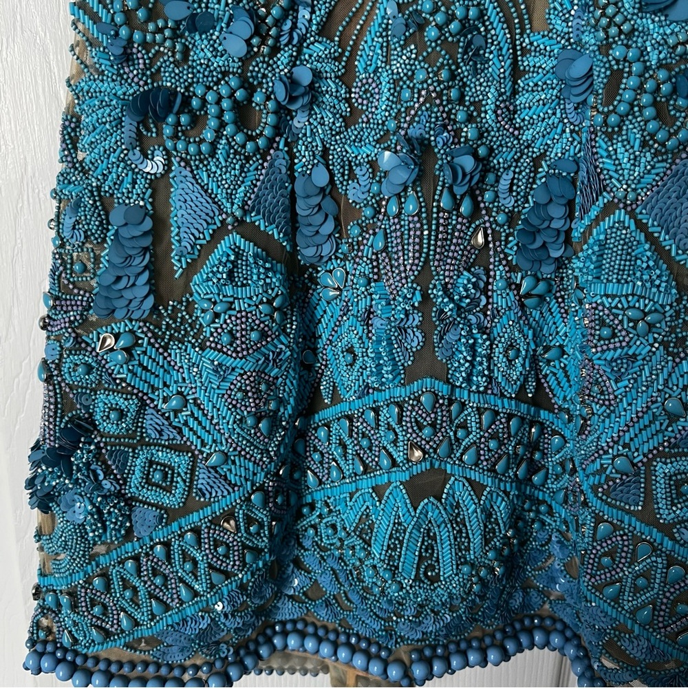 Cult Gaia Evangeline Beaded Jeweled Mini Dress in blue Size 00 $2998 - Picture 6 of 15